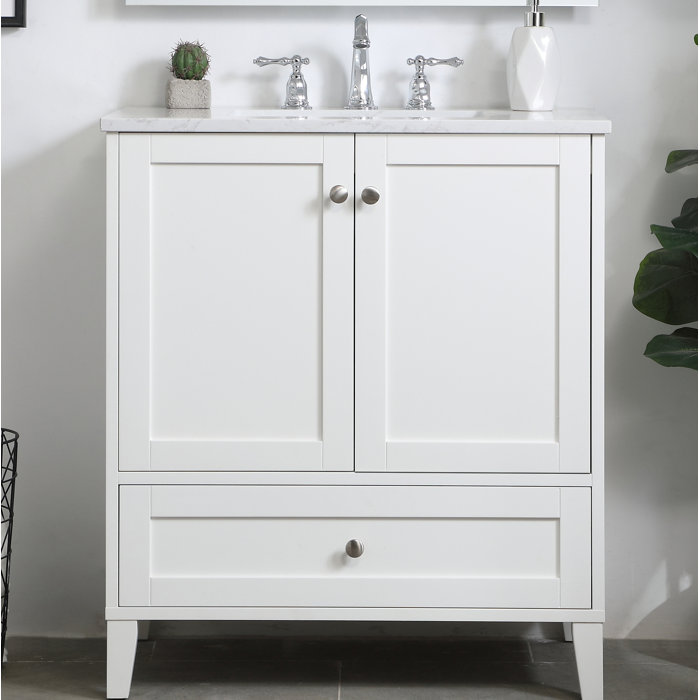 Mercury Row® Aleta 30'' Single Bathroom Vanity with Engineered Marble